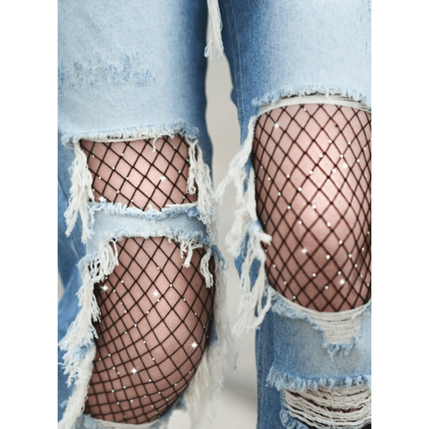 Shine Bright Scattered Rhinestone Fishnets - Southern Roots Clothing Company