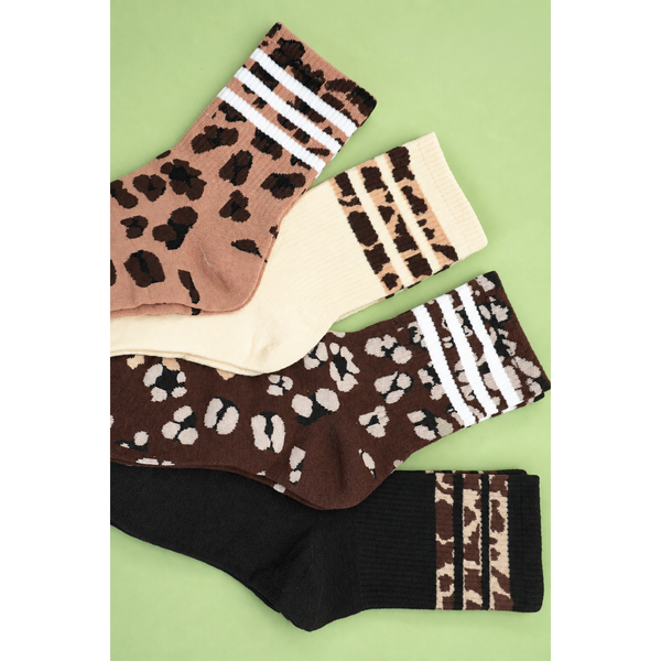 JOSSLYN by wall to wall - WOMAN ANIMAL LEOPARD HALF CREW THROWBACK SOCKS | 40S02071