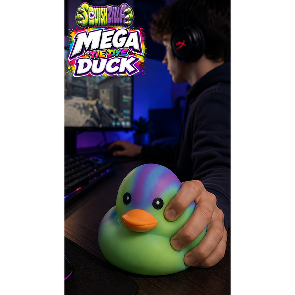 Novelty Brands - Fun Doh MEGA 5" Tie Dye Duck Squishy Toy - 8/Display