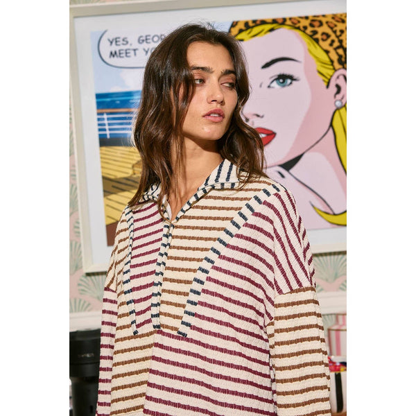 Half Zip Striped Top