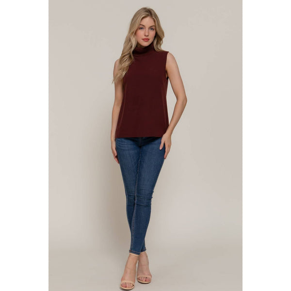 Active Sleeveless Turtle Neck Soft Knit Top