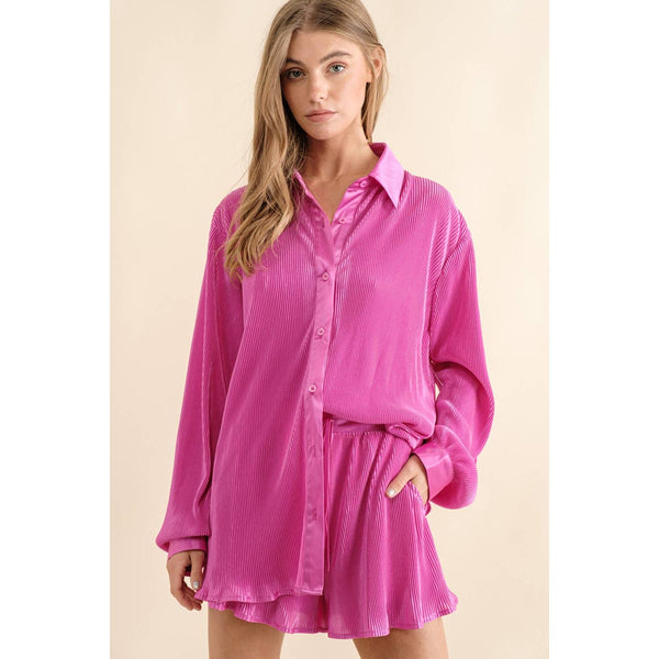 Accordian Blouse Short Lounge Set
