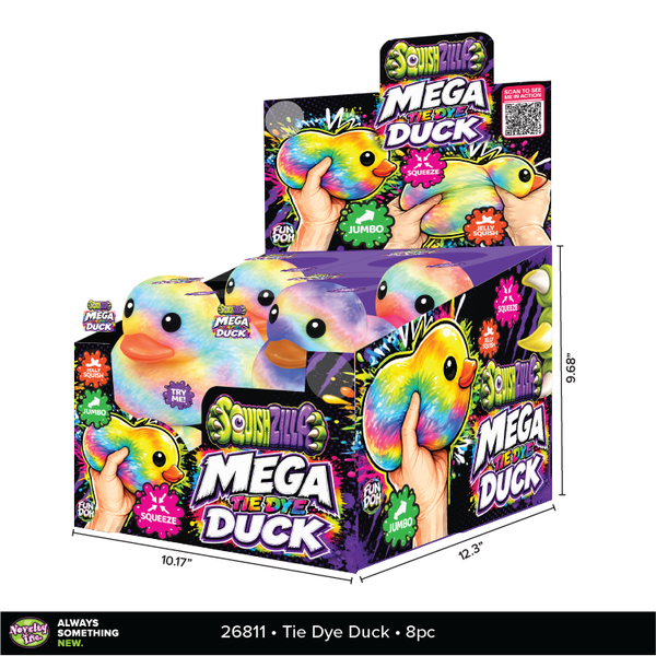 Novelty Brands - Fun Doh MEGA 5" Tie Dye Duck Squishy Toy - 8/Display