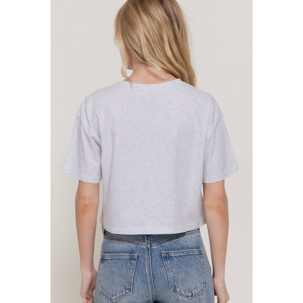 Short Sleeve Crew Neck Oversize Crop Cotton Knit Tee