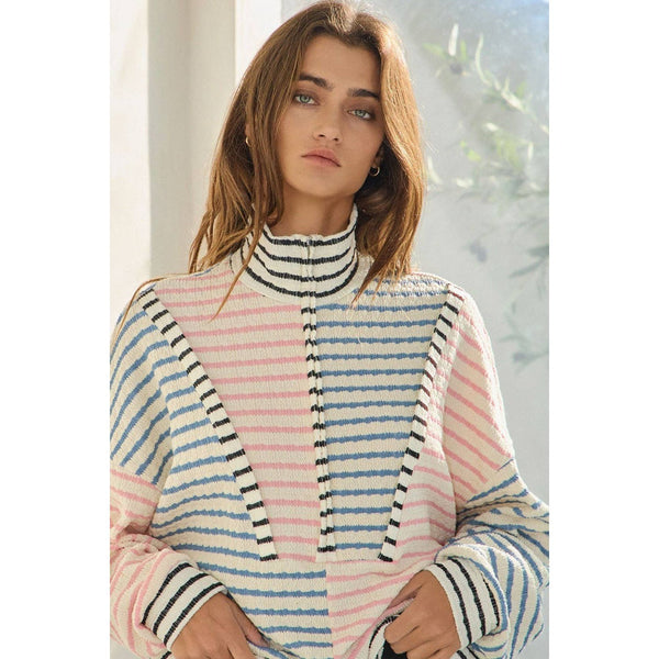 Half Zip Striped Top