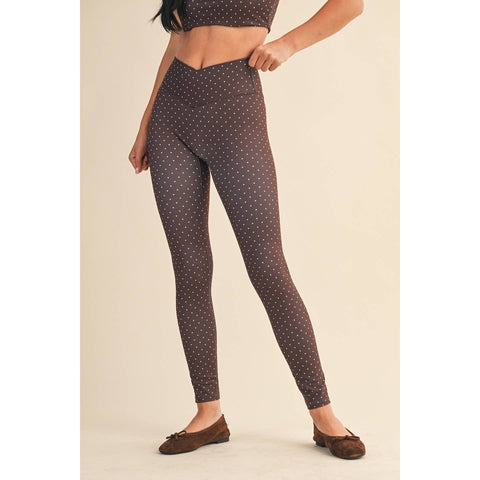 Polka Dot Print High Waist Crossover Legging by KIMBERLY C