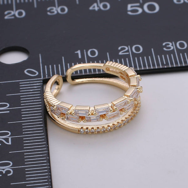 14K Gold Filled Baguette Micro Paved CZ Double Band Ring