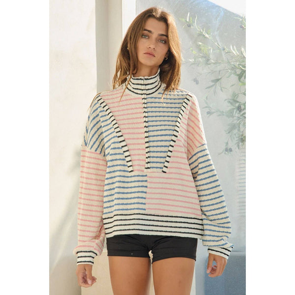 Half Zip Striped Top