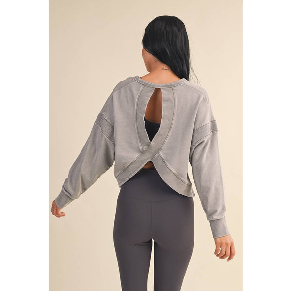 Mineral Wash Cutout Back Layering Sweatshirt