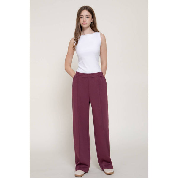 Elastic Waist Soft Modal Scuba Wide Pants