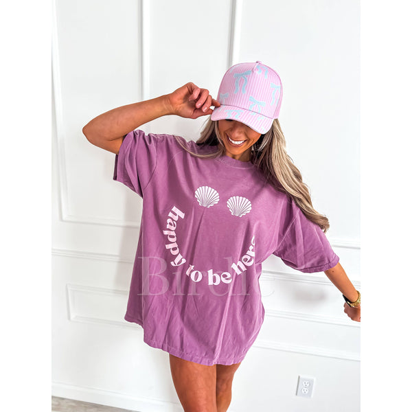 Happy To Be Here Graphic Tee on Berry