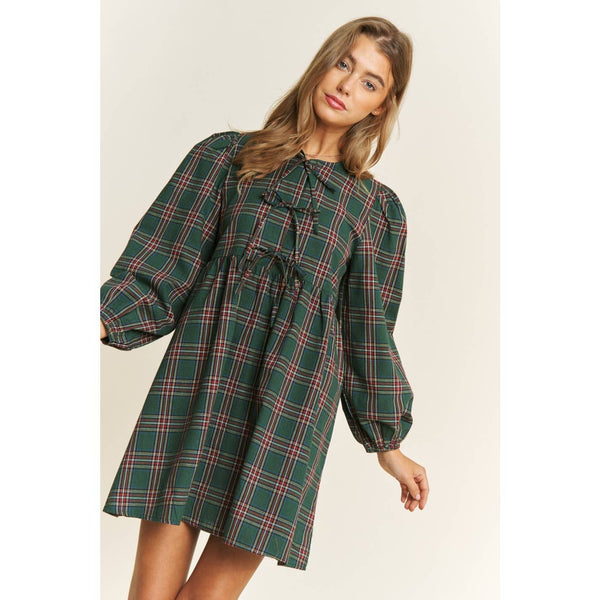 Green Christmas Plaid Dress