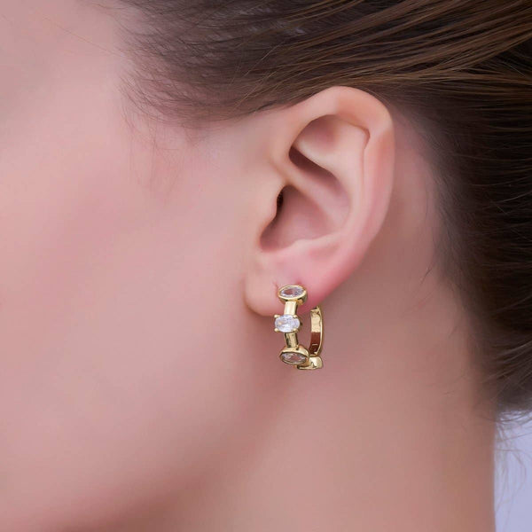 24K Gold Filled Bezel Huggie Hoop Earrings