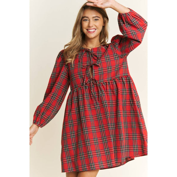 Green Christmas Plaid Dress