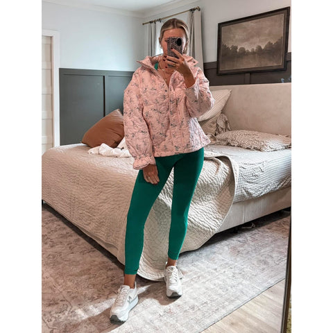 Floral Print Quilted Oversized Casual Jacket