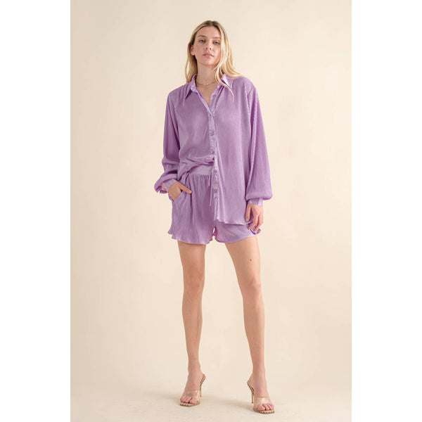 Accordian Blouse Short Lounge Set