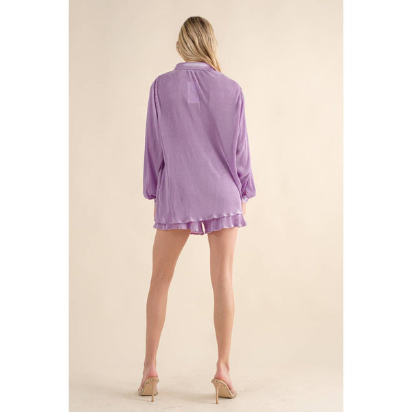 Accordian Blouse Short Lounge Set