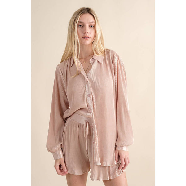 Accordian Blouse Short Lounge Set