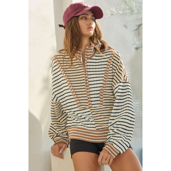 Half Zip Striped Top