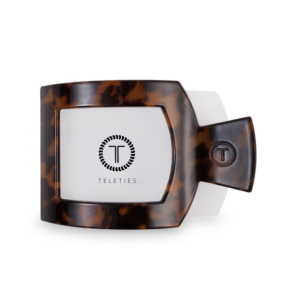 TELETIES - Square Flat Hair Clip | Large | Tortoise