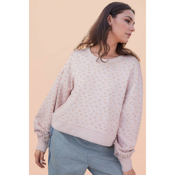 Oversized Floral Printed Casual Knit Top