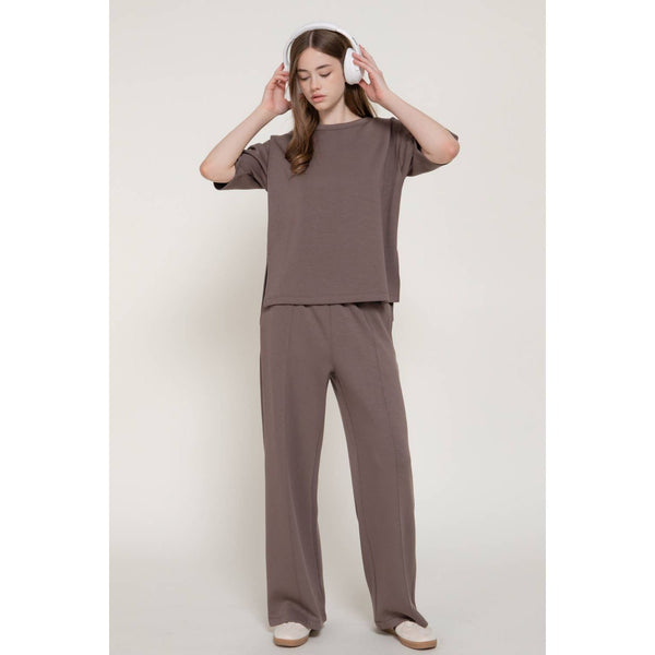 Elastic Waist Soft Modal Scuba Wide Pants