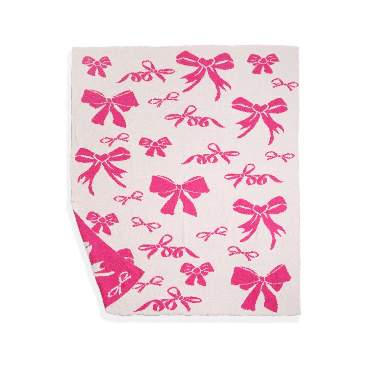 Hot Pink Bow Reversible Throw Blanket