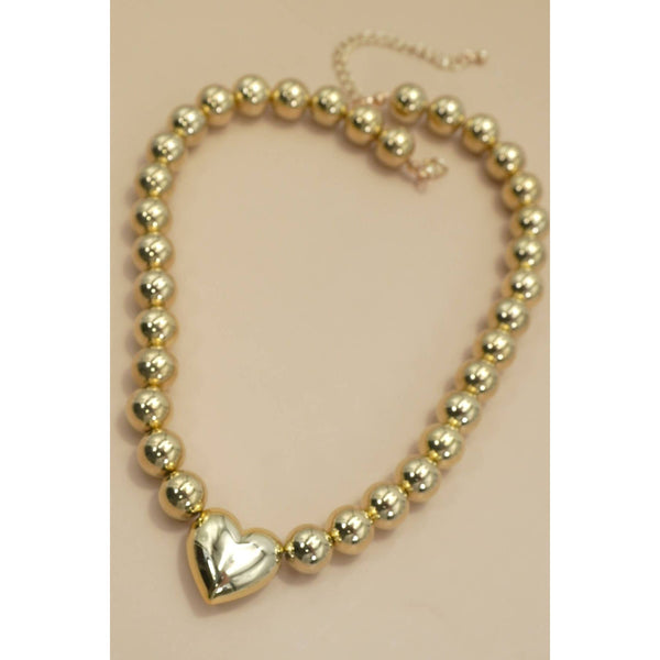 JOSSLYN by wall to wall - PUFFY HEART BALL CHAIN NECKLACE | 40NK9484