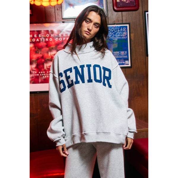 'SENIOR' Reversible Mock-Neck Sweatshirt
