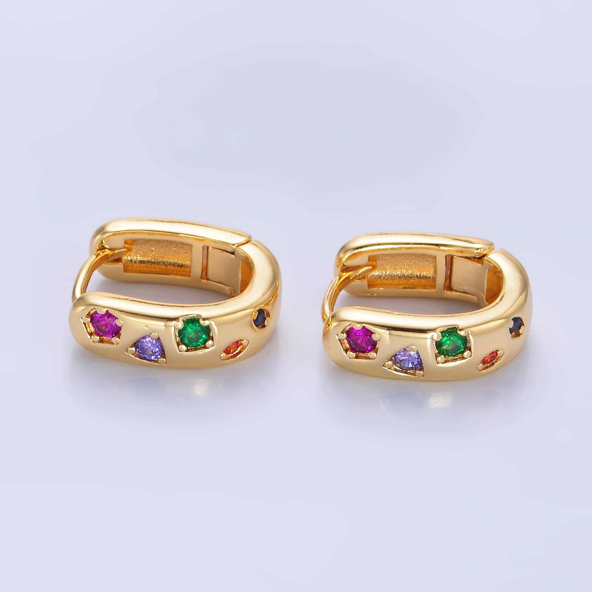 24K Gold Filled Multi-color Huggie Earrings