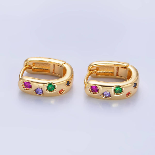 24K Gold Filled Multi-color Huggie Earrings