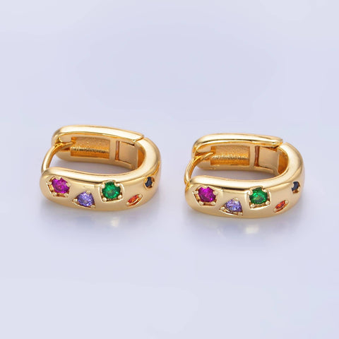 24K Gold Filled Multi-color Huggie Earrings