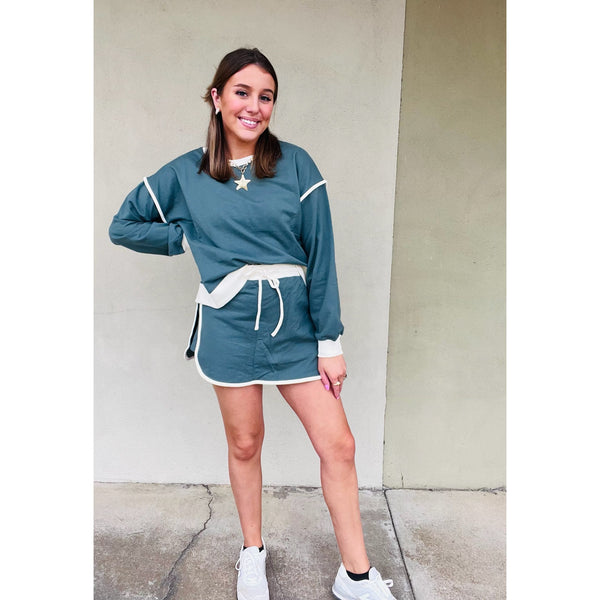 Colorblock Longsleeve & Skort Set