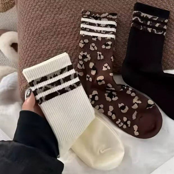 JOSSLYN by wall to wall - WOMAN ANIMAL LEOPARD HALF CREW THROWBACK SOCKS | 40S02071