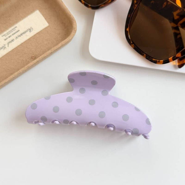 Retro Polka Dot Hair Claw - Glossy Spotted French