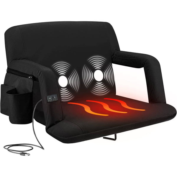 Luxurious Reclining Heated+Massage Stadium Seat with Armrests