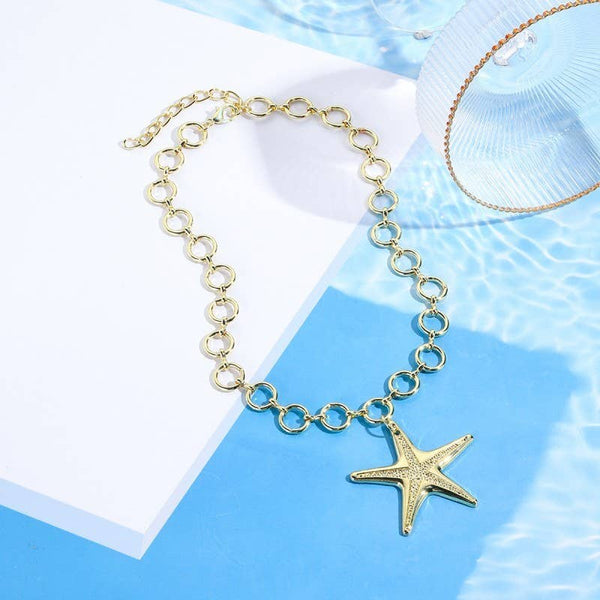 JOSSLYN by wall to wall - PUFFY STAR CHUNKY CHAIN STATEMENT NECKLACE | 40NK9571