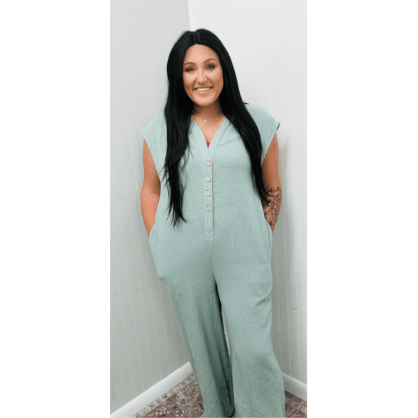 Linen Button Down Jumpsuit