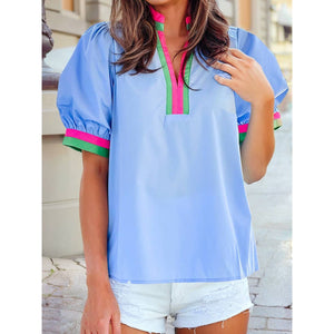 1 the Woman - V-Neck Collision Top