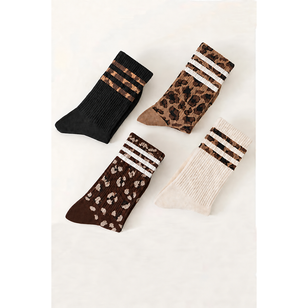 JOSSLYN by wall to wall - WOMAN ANIMAL LEOPARD HALF CREW THROWBACK SOCKS | 40S02071