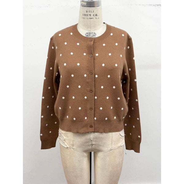 Fall Polka Dot Knit Cardigan