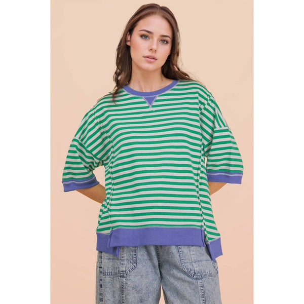 Oversized Stripe Casual Knit Top