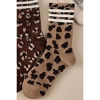 JOSSLYN by wall to wall - WOMAN ANIMAL LEOPARD HALF CREW THROWBACK SOCKS | 40S02071