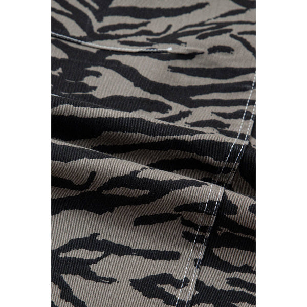 Zebra Stripe Denim Wide Barrel Leg Jeans