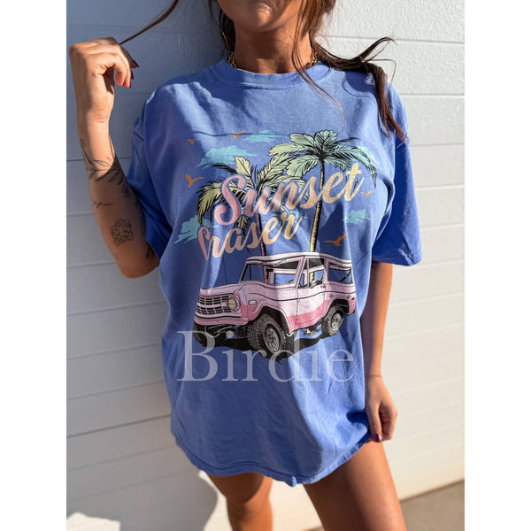 Sunset Chaser Bronco Graphic Tee on Flo Blue