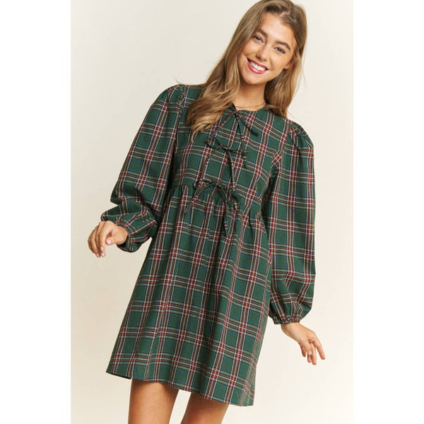 Green Christmas Plaid Dress
