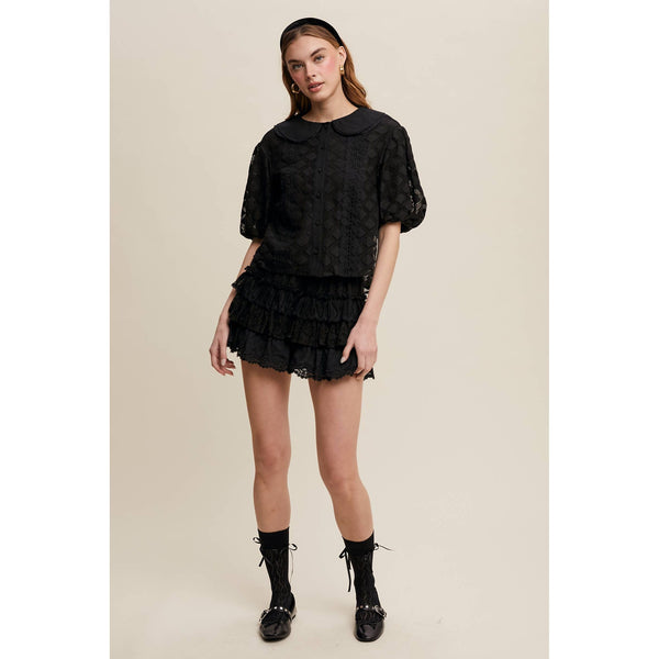 Lace Tiered Shorts with Ruffle Details
