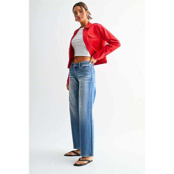 Mica Denim - Low Rise Wide Loose Fit Jeans