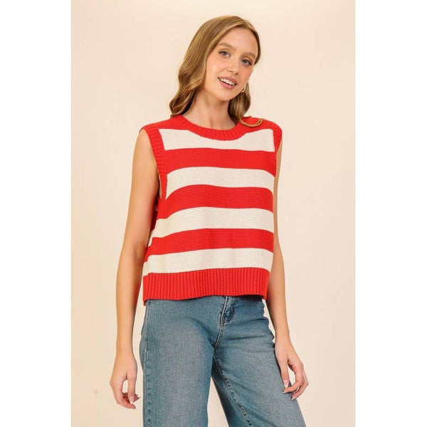 Lumiere - Striped Sleeveless Knitted Sweater