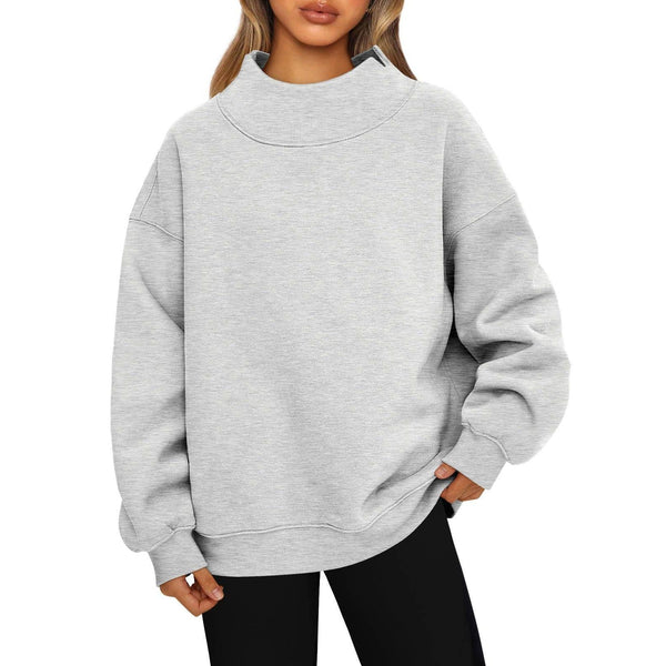 Suhkasana - Women's Oversized Mock Neck Fleece Pullover Sweatshirt
